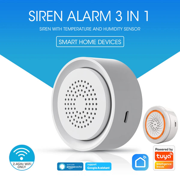 Tuya Smart Siren Alarm Sensor Sound Light Alert USB Smart Sensor For Home Security USB Cable Power Works With Alexa Google Home