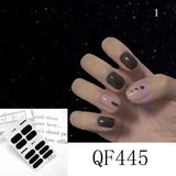 Shiny Self-adhesive Nail Stickers Short Black Lacquer Strips For Nails Full Cover False Nails Stickers Waterproof Manicure Film