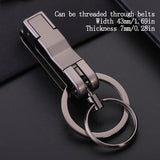 Top Grade Men Leather Waist Hanging Anti-lost Removable Belt Keychain Metal Double Keyring Auto Pendant Key Holder Accessories