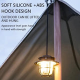 LED Camping Lantern Retro Hanging Light Portable Stepless Dimming Waterproof Rechargeable Outdoor Camping and Emergency Lighting