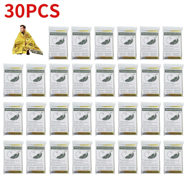 5-30pcs Outdoor Emergency Survival Blanket First Aid Rescue Kit Waterproof Waterproof Foil Thermal Camping Military Blanket Hot