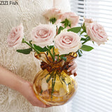 Lucky Bag Glass Vase Ornament Hydroponic Vase Artistic Flowers Vessels Decorative Vases Flower Arrangement Dried Flower Vases