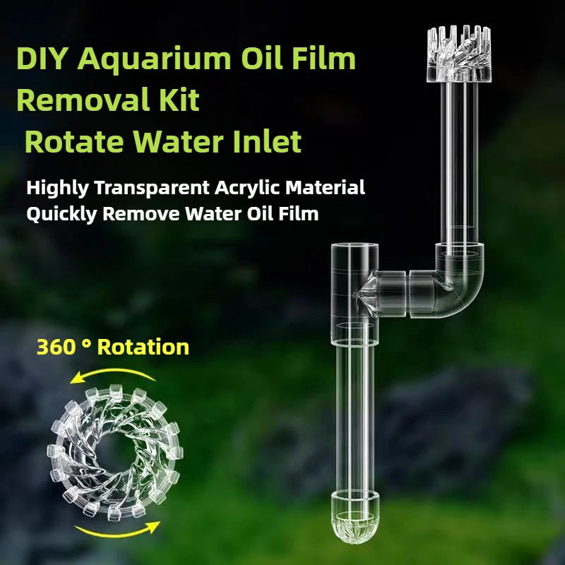 Transparent Aquarium Skimmer Acrylic Lily Pipe Spin Surface Inflow Outflow Water Plant Tank Filter Cleaning FishTank Accessories