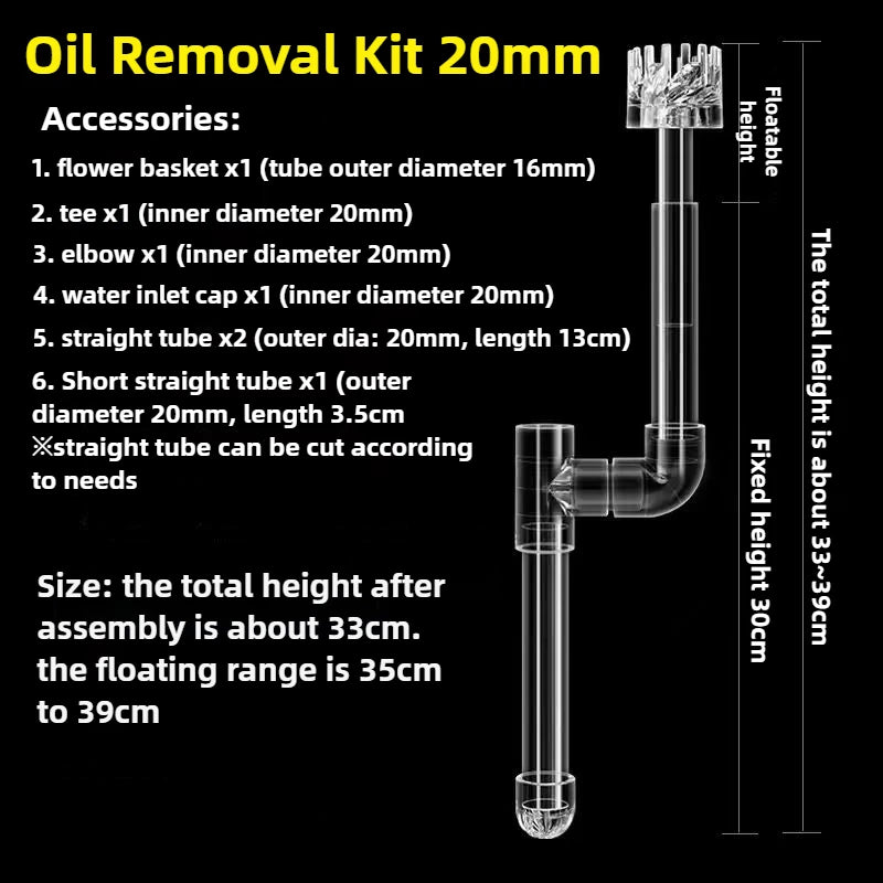 Transparent Aquarium Skimmer Acrylic Lily Pipe Spin Surface Inflow Outflow Water Plant Tank Filter Cleaning FishTank Accessories