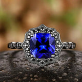 European and American new fashionable retro royal blue zircon inlaid personalized luxury versatile women's ring