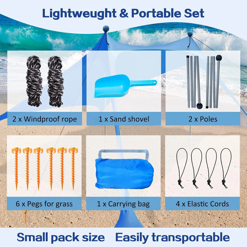 Beach Sun shade UV Resistant Camp bed Tent Outdoor Sun Shelter Canopy garden house Windproof Rope Stable with storage bag