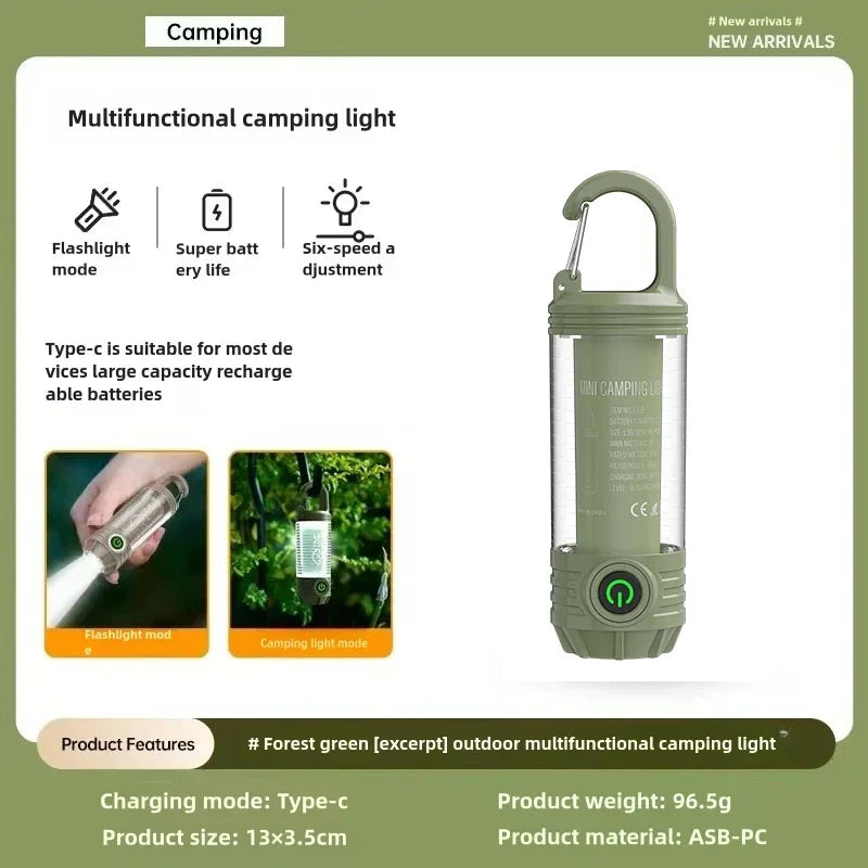 Multi Functional Outdoor LED Outdoor Camping Lights Rechargeable Flashlights Portable Night Lights Waterproof Travel Tent Light