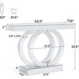 43.3-Inch Mirrored Console Table, Entryway Table with Thickened Mirror Finish Tabletop, Glass Sofa Table Foyer Table