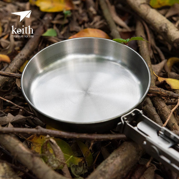 Keith Titanium 122g Ultralight Folding Pans 140ml Fried Steak Cooking Eggs Portable Outdoor Camp Picnic Cooker Ti6032