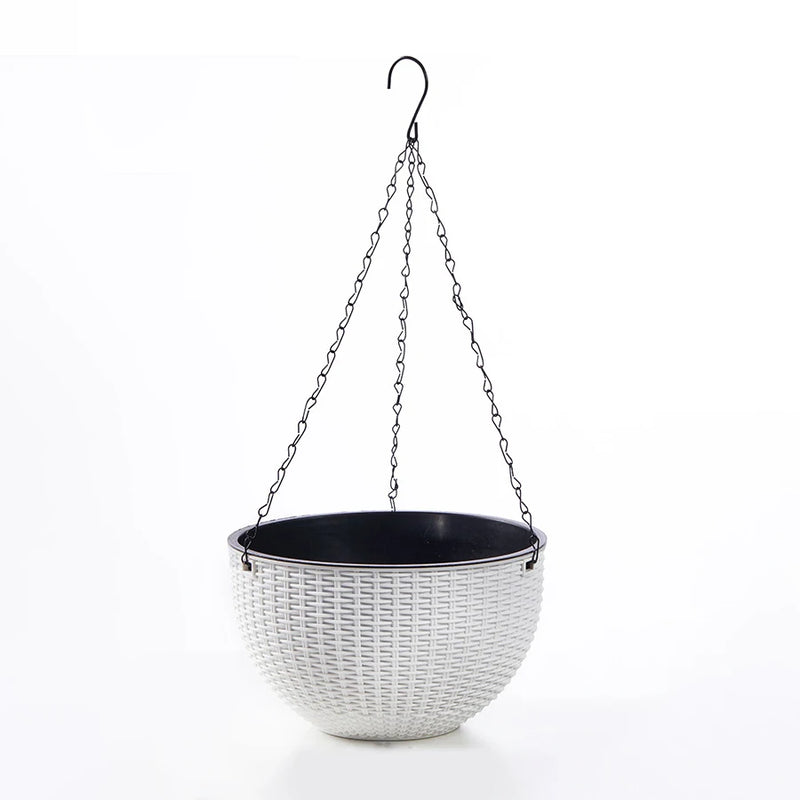 European Style Honeycomb Pattern Imitation Rattan Hanging Hanging Plastic Flower Pot Hanging Pot Indoor Hanging Basket