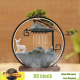 Bymaocar Indoor Water Fountain With Mist Touch Switch LED Light Incense Burner Waterfall Relaxing Table Decor Unexpected Gift