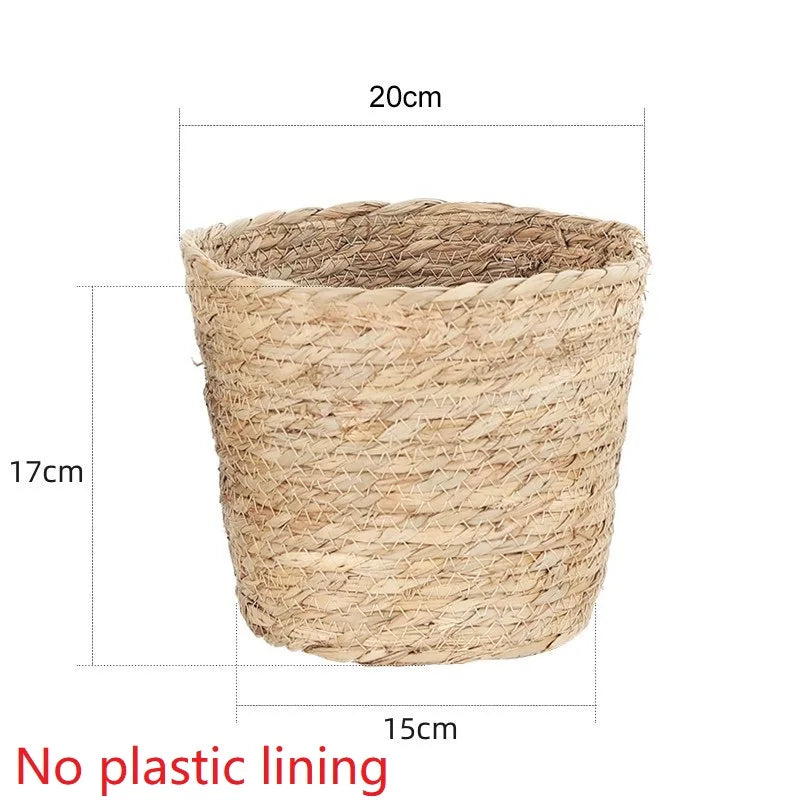 Woven Grass Flower Plant Pot Basket Planter Basket Indoor Outdoor Flower Pot Garden Decorative Flower Plants Basket Storage Use