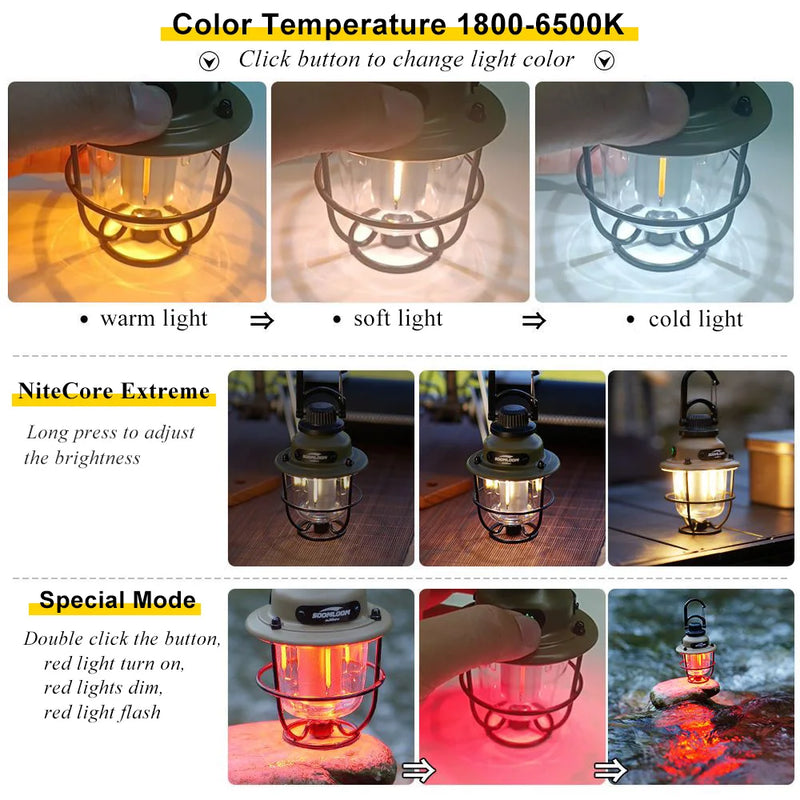 Soomloom Rechargeable LED Camping Lights Retro Waterproof Artichoke Lantern Camping Artichoke Lamp for Outdoor Hiking 1800-6500K