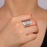 COOLTIME Vintage Filigree Flower Wave Adjustable Ring for Women Stainless Steel Aesthetic Rings Bohemian Jewelry Wedding Gift