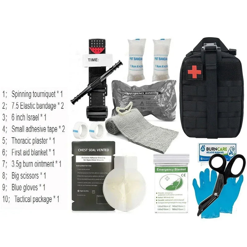 First Aid Kit, First Aid Trauma Kit, Military Medical First Aid Kit with Tourniquet, Camping Equipment Supplies Emergency