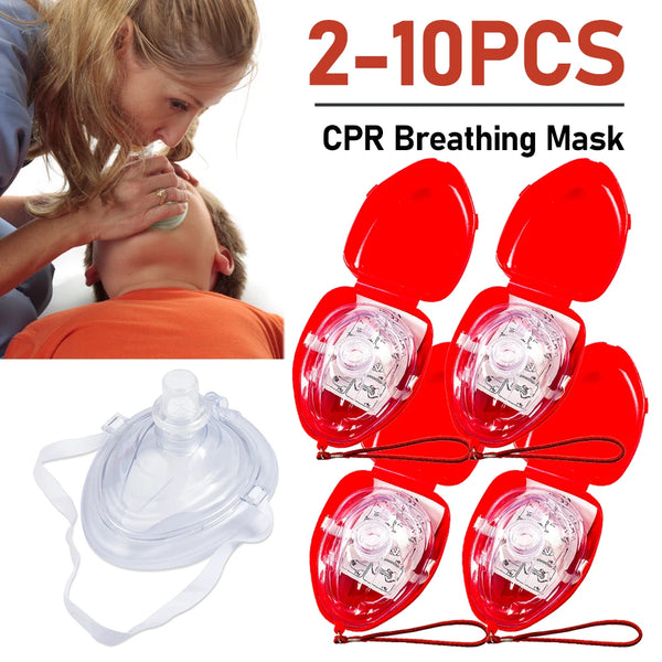 2-10PCS CPR Breathing Mask One-Way Breathing Valve Mask Emergency First Aid Kits Reusable Respiration Training Mask Rescue Tools