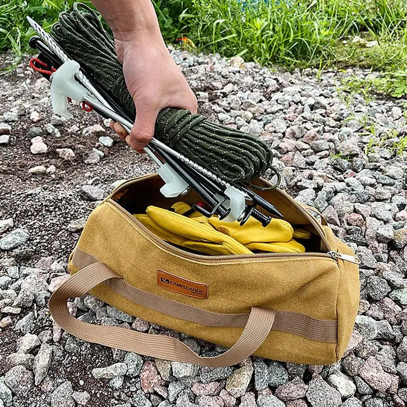 Tent Security Nails Bag Ground Nails Tote Bag Floor Nail Canvas Bag Canvas Stake Storage Bag Hammer Organizer Tent Pegs Case For
