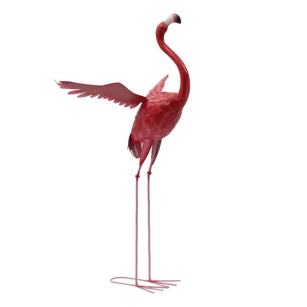 Flamingo Garden Statue, Vibrant Pink & Red, Strong Iron Material, U-Base for Stability, Indoor/Outdoor Decor