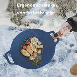 Outdoor Grill Pan Handle Anti-scalding Solid Wood Handle Bayonet Adjustable Heat Resistant Insulated Grip Outdoor Camping Tool