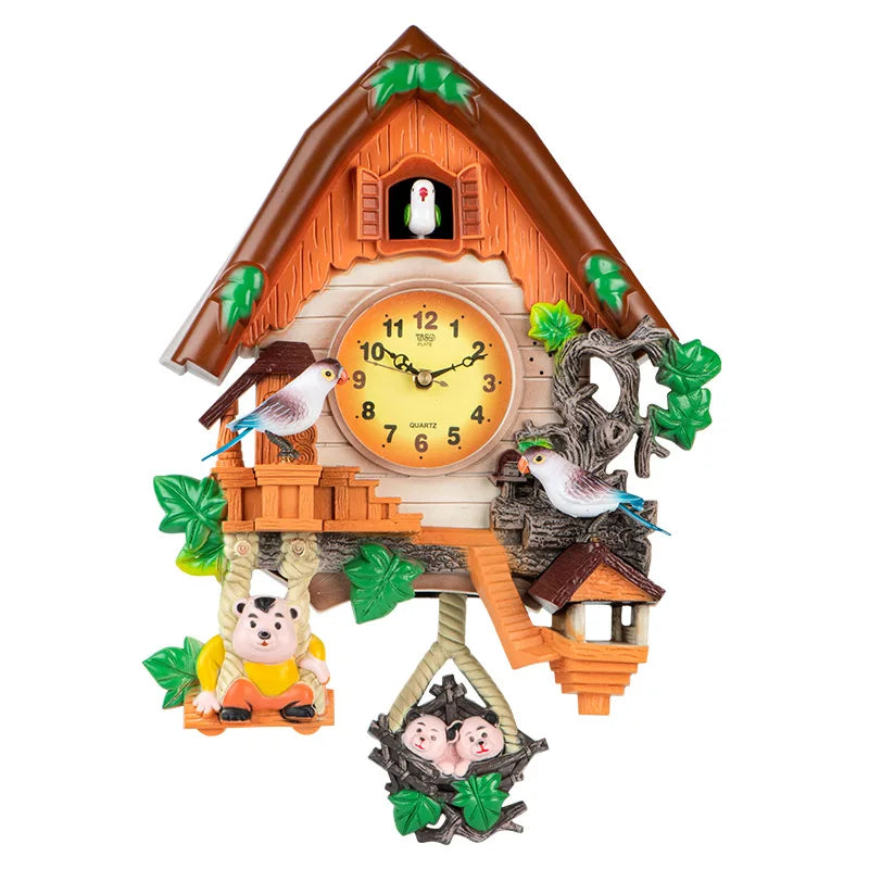 Cuckoo Clock Control Alarm for Kids Room European Style Electronic Silent Wall Clock Cuccu Watch  Living Room Home Decor