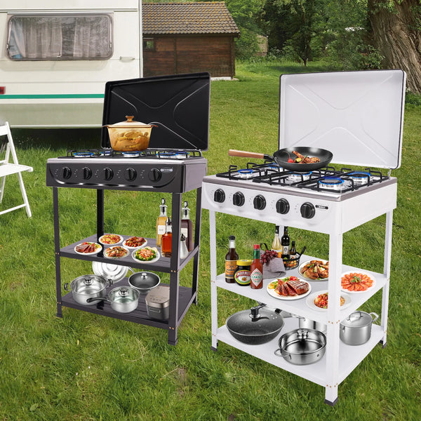 4/5 Burners Independent Control Natural Gas Stove Removable Propane Gas Stove with Cover for Outdoor Camping RV Travel
