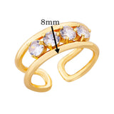 White Zircon Geometric Stainless Steel Rings For Women Adjustable Gold Plated Simplicity Ring Wedding Aesthetic Jewelry Gift BFF