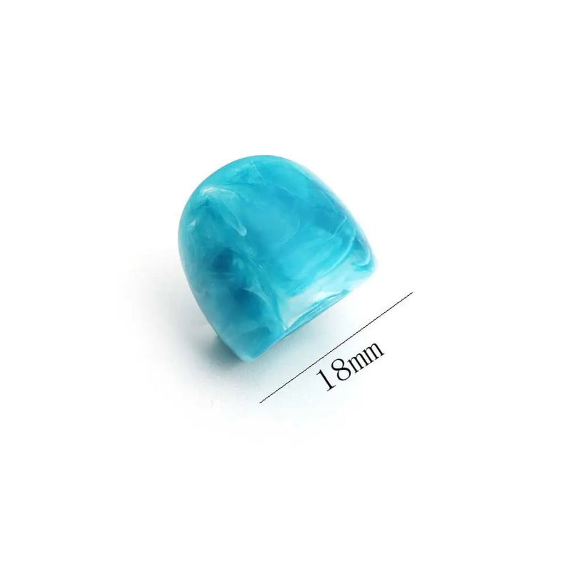 Blue Fashion Large Round Geometric Acrylic Resin Finger Rings Women Rings Set Korean Style Resin Rings