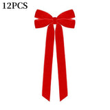 12pcs Christmas Bow Decorations Velvet Ribbons Xmas Wreaths Gift Ties Diy Home Holiday Decorations Pendants Party Supplie