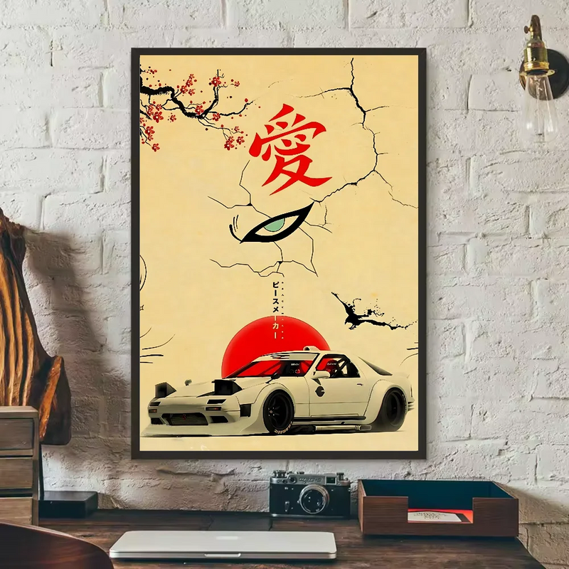 Japanese Cars Samurai Poster Poster HD art sticky wall waterproof home living room bedroom bar aesthetic decoration