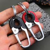 Men Keychain Hook Stainless Steel Keychain Buckle Outdoor Carabiner Climbing Tool Double Ring Car Fishing Key Ring Accessories