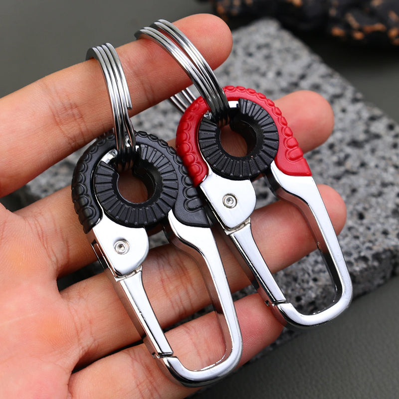 Men Keychain Hook Stainless Steel Keychain Buckle Outdoor Carabiner Climbing Tool Double Ring Car Fishing Key Ring Accessories