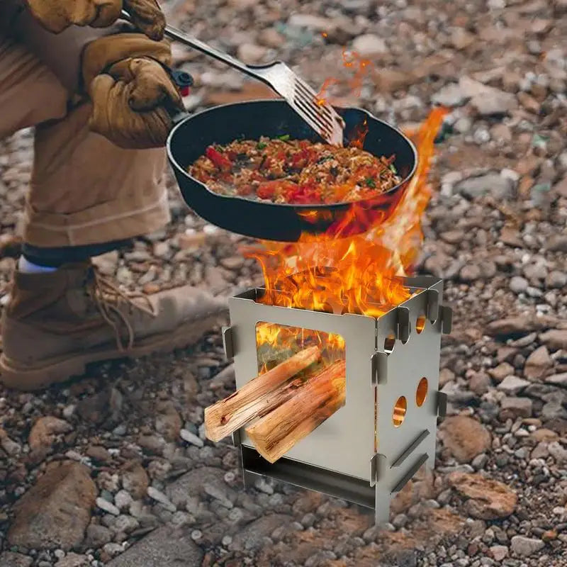 Portable  titanium alloy Camping Wood Stove Folding Lightweight Firewood Stove Burner For Outdoor Hiking Traveling BBQ Picnic