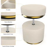Unique Round Swivel Stool, PU Leather 660LBS High Load, 360° Adjustable Height Vanity Stool for Makeup Chair, Massage Table