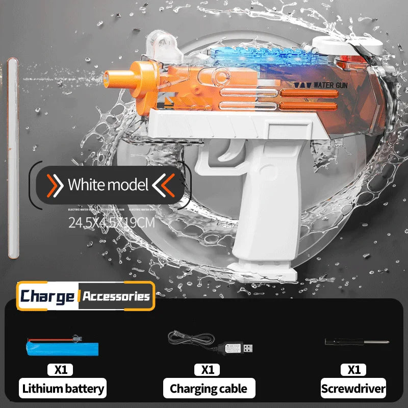 Electric UZI Flamethrower Water Gun Toy High-Power Full Automatic Water Shooter Outdoor Games for Kids Adults Summer Fun Toys