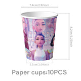 K-Ppop Demon Hunter Disposable Tableware Set Paper Cups And Cake Topper for Birthday Christmas Party Supplies Favors Gift Bag