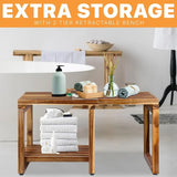 Adjustable Length 29 Inches Shower Stool Bench Chair Waterproof with Storage Shelf for Shaving Legs, Spa, Bath Seat