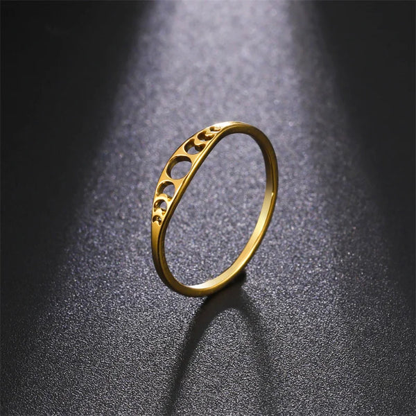 Minimalist Stainless Steel Ring Elegant Sun Moon Phase Rings For Women Girls Jewelry Wedding Party Gifts Wholesale anillos mujer