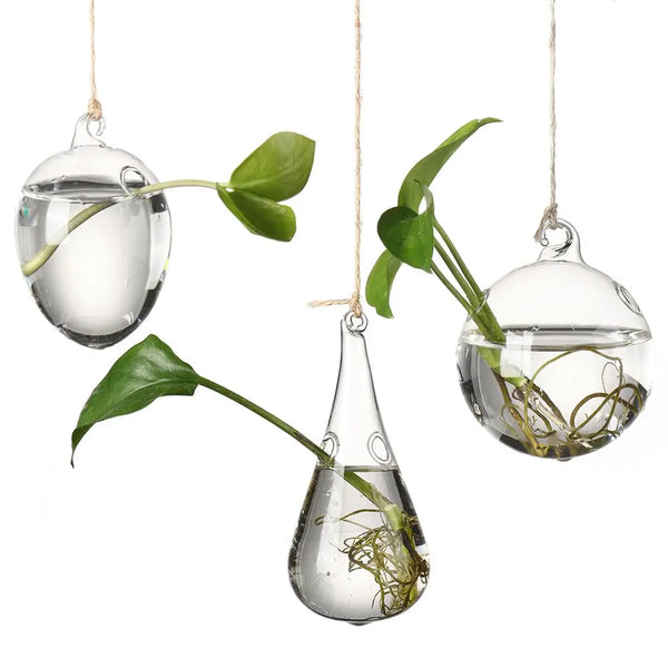 Creative Hanging Glass Vase Hydroponics Plant Vases Flower Pot Terrarium Container Party Wedding Home Decoration Garden Supplies