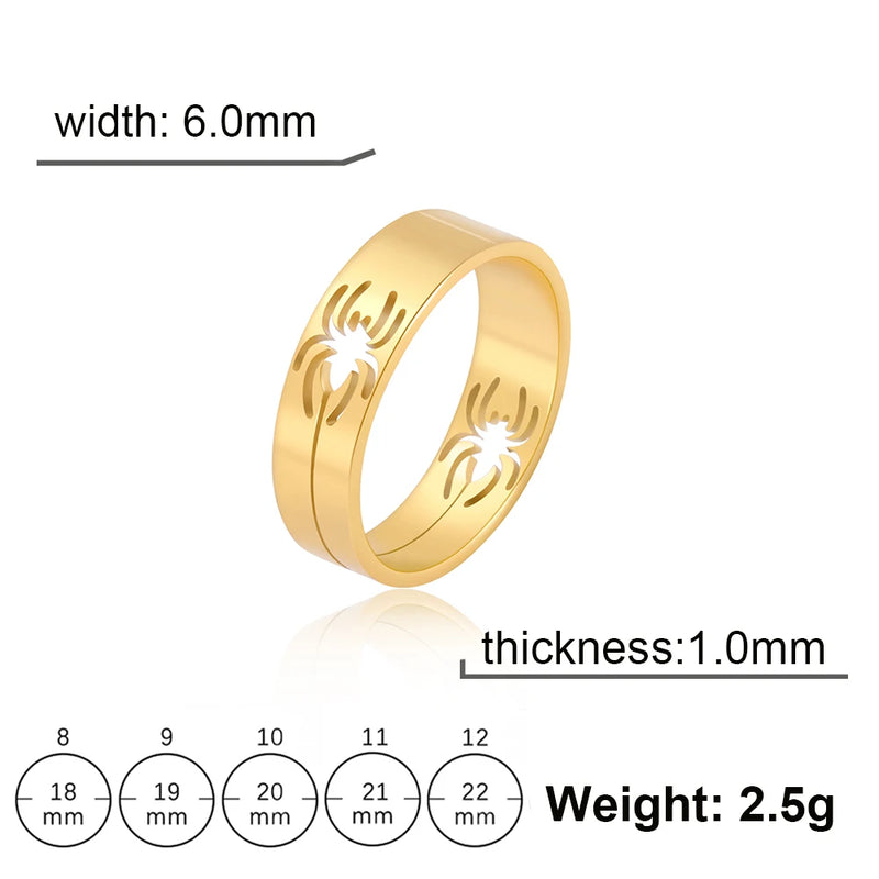 Skyrim Stainless Steel Spider Ring for Men Women 6MM Wide Finger Rings 2025 Hip Hop Punk Jewelry Birthday Gift for Lover Friend