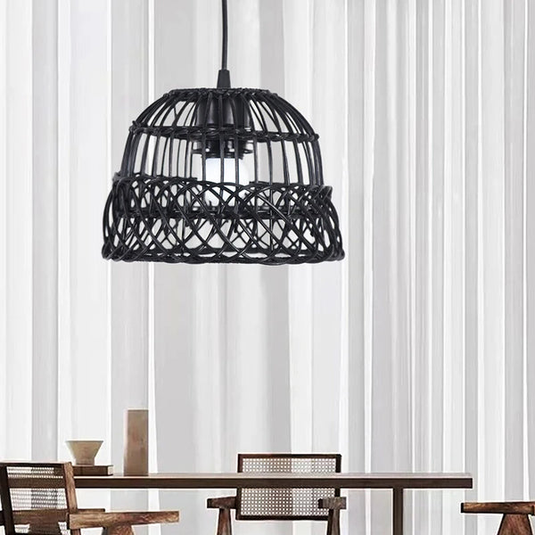 Handwoven Rattan Lampshade Hanging Lamp Cover Chandelier Pendant Light Cover Decor Accessories Living Room Bedroom Home Decor