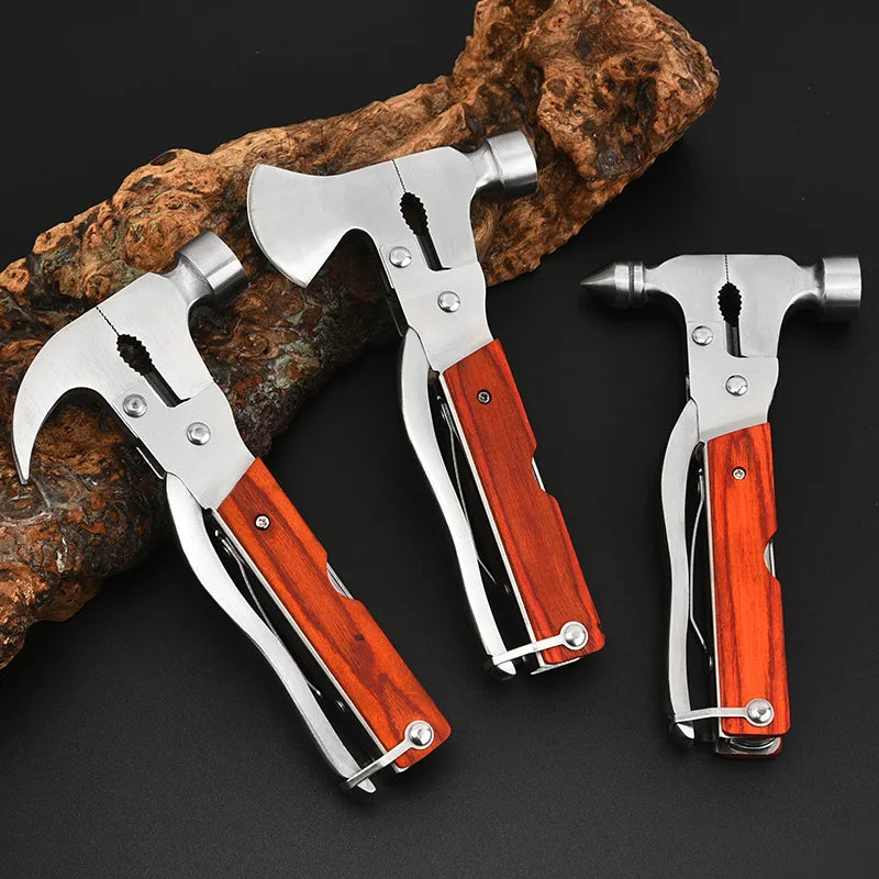 Multi-function Axe Hammer Portable Outdoor Tool Stainless Steel Car Rescue Hammer Window Breaker for Hiking Climbing  Fishing