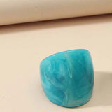 Blue Fashion Large Round Geometric Acrylic Resin Finger Rings Women Rings Set Korean Style Resin Rings