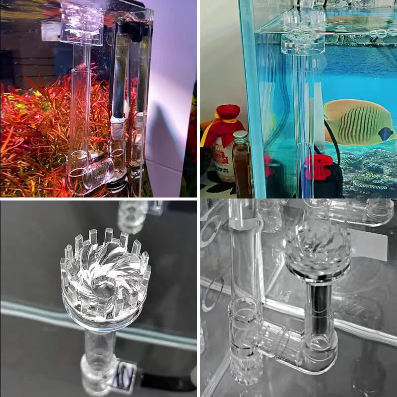 Transparent Aquarium Skimmer Acrylic Lily Pipe Spin Surface Inflow Outflow Water Plant Tank Filter Cleaning FishTank Accessories