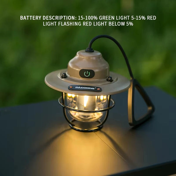 Outdoor Vintage Chandelier Ultra-long Life Typec Rechargeable Hand Light Camping Ambient Light Portable Tent Light