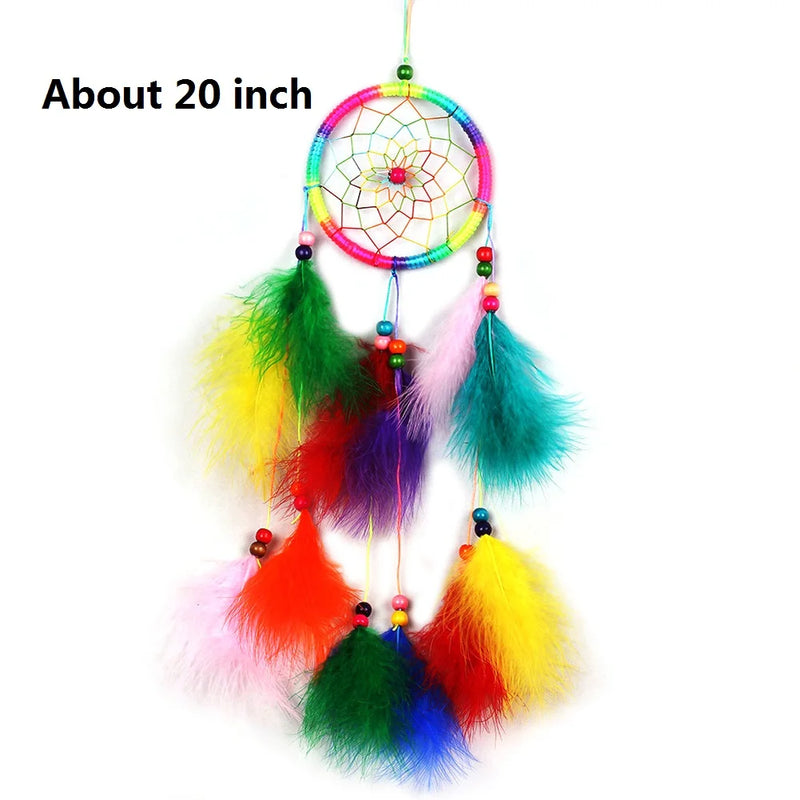 Feather Dream Catcher Indian Style Wall Hanging Wind Chimes For Car Ornaments Room Decor with Rattan Bead Dreamcatchers
