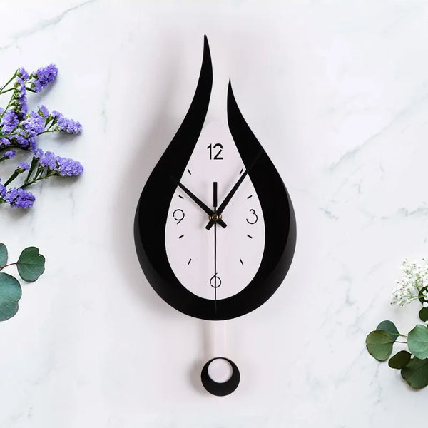 Waterdrop Swinging Wall Clock Acrylic Black and White Contrast Clock Home Living Room Bedroom Wall Decoration Clock