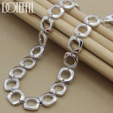 DOTEFFIL 925 Sterling Silver Square Round Chain Necklace For Women Man Charm Wedding Engagement Party Fashion Jewelry