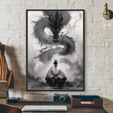 Asian Ink Style Dragon Shadow Waves Art Poster HD art sticky wall waterproof home living room bedroom bar aesthetic decoration