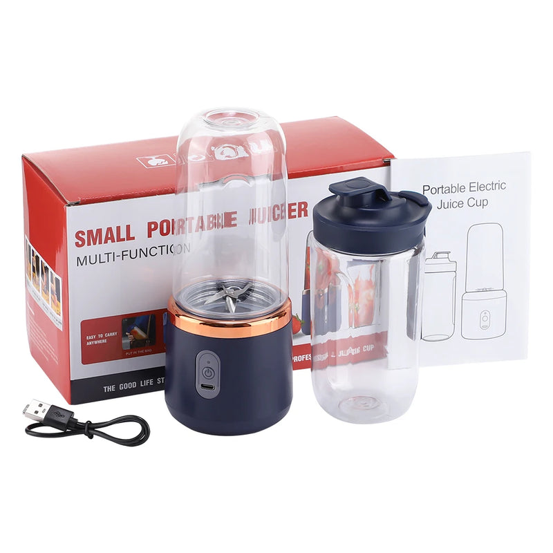 1pc Portable Small Electric Juicer Stainless Steel Blade Cup Juicer Fruit Automatic Smoothie Blender Kitchen Tool
