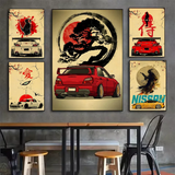 Japanese Cars Samurai Poster Poster HD art sticky wall waterproof home living room bedroom bar aesthetic decoration
